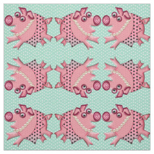 Tecido Posh Piggy em rosa sobre Lucite Green