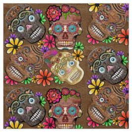 Tecido Potência da Flor Crânios De Açúcar Mexicanos