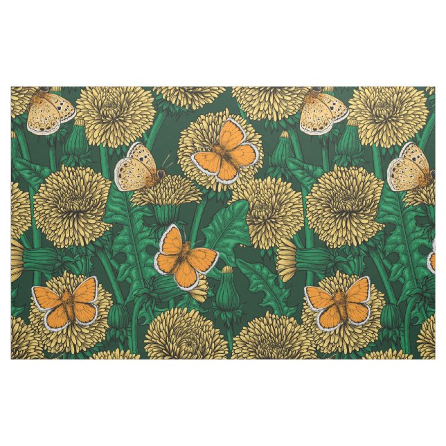 Tecido Prado de Dandelion em verde escuro (Fat Quarter)