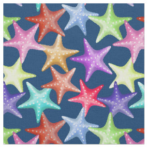 Tecido Praia Náutica de Verão do Starfish multicolor em a