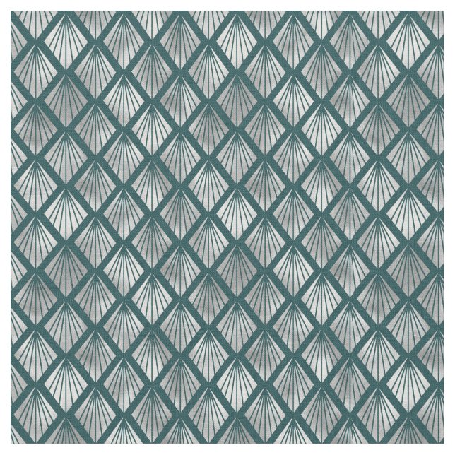 Tecido Prata Moderna Azul-Elegante Art Déco (Detalhe)