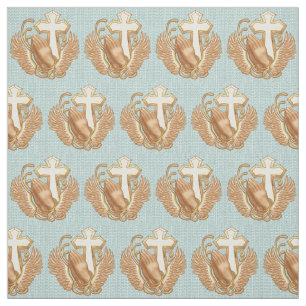 Tecido Prayer Hands Christian Cross