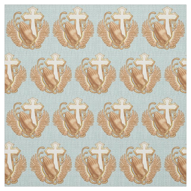 Tecido Prayer Hands Christian Cross (Amostra)