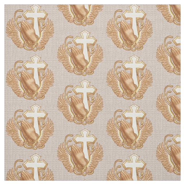 Tecido Prayer Hands Christian Cross (Amostra)