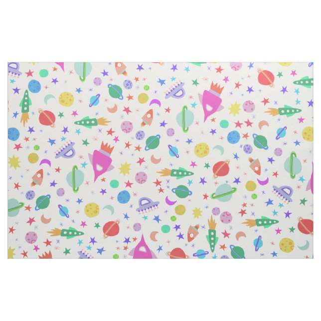 Tecido Preciso De Um Padrão De OVNI Do Universo Espacial (Fat Quarter)