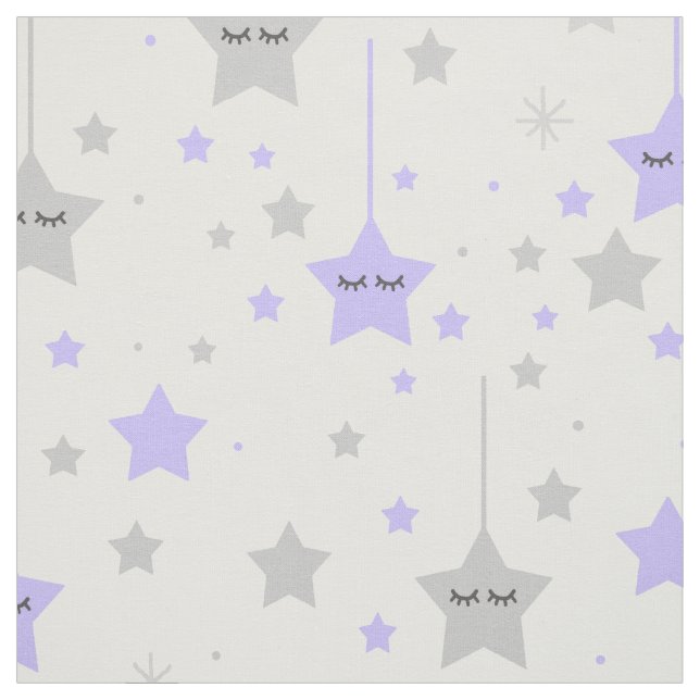 Tecido Prendendo Olhos Sonolentos Estrelas Cinzas Roxas (Modelo)