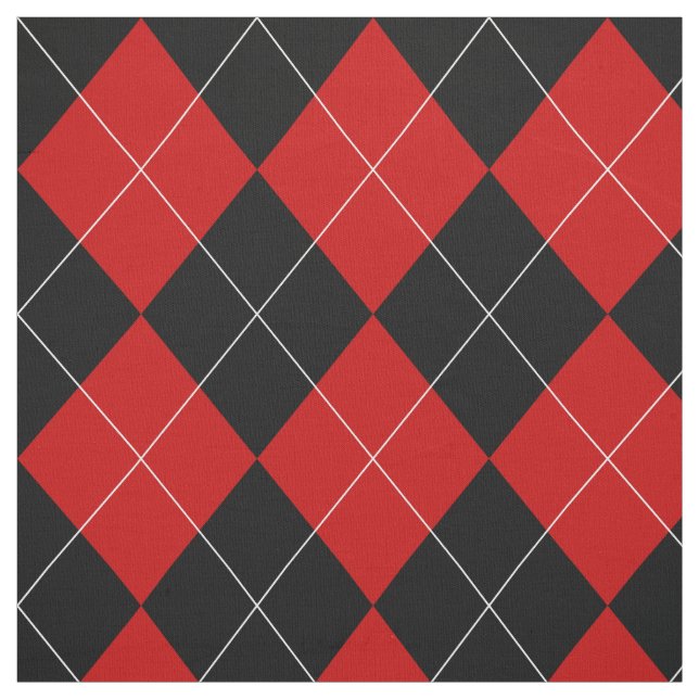 Tecido Preppy Argyle Tartan Diamond Xadrez Red Black (Modelo)