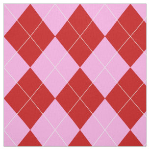 Tecido Preppy Argyle Tartan Diamond Xadrez Vermelho Rosa