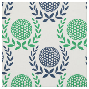 Tecido Preppy Golf Coroa de Louros - Verde e Azul Marinho