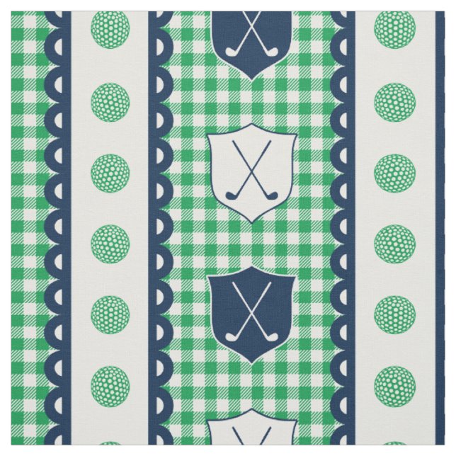 Tecido Preppy Golf Crest Xadrez - Verde & Azul-Marinho (Modelo)