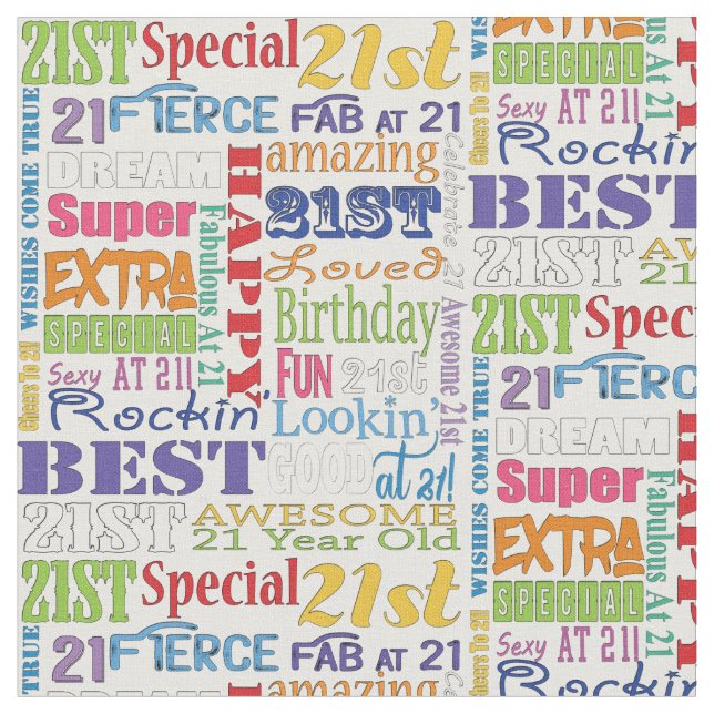 Tecido Presentes De aniversário de 21 anos Especial E Úni (Detalhe)