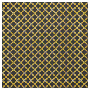Tecido Preto, Amarelo, Cinza Padrão Urbano Moderno