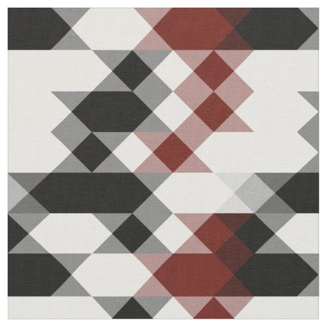 Tecido preto branco vermelho geométrico (Detalhe)