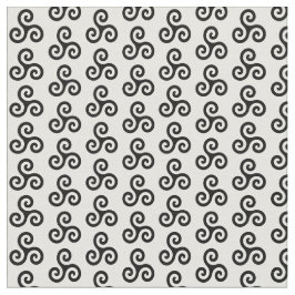Tecido Preto Céltico Triplo Espiral Triskele em Branco