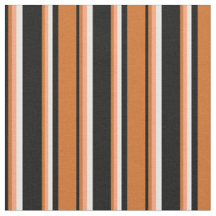 Tecido Preto, Chocolate, Salmão Claro e Stripes Brancas