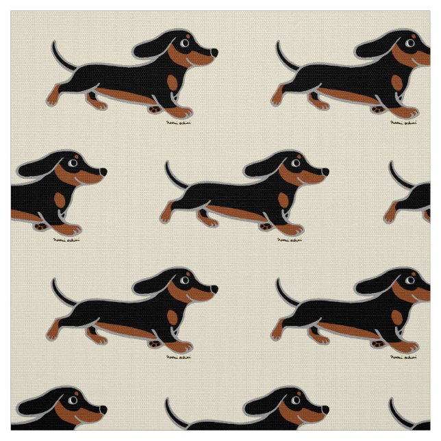 Tecido Preto e corredor liso do Dachshund de Tan (Modelo)