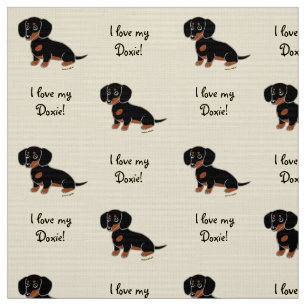 Tecido Preto e Dachshund liso de Tan