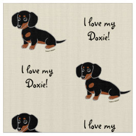 Tecido Preto e Dachshund liso de Tan