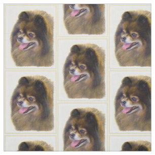 Tecido Preto e Tan de Pomeranian que pintam a arte