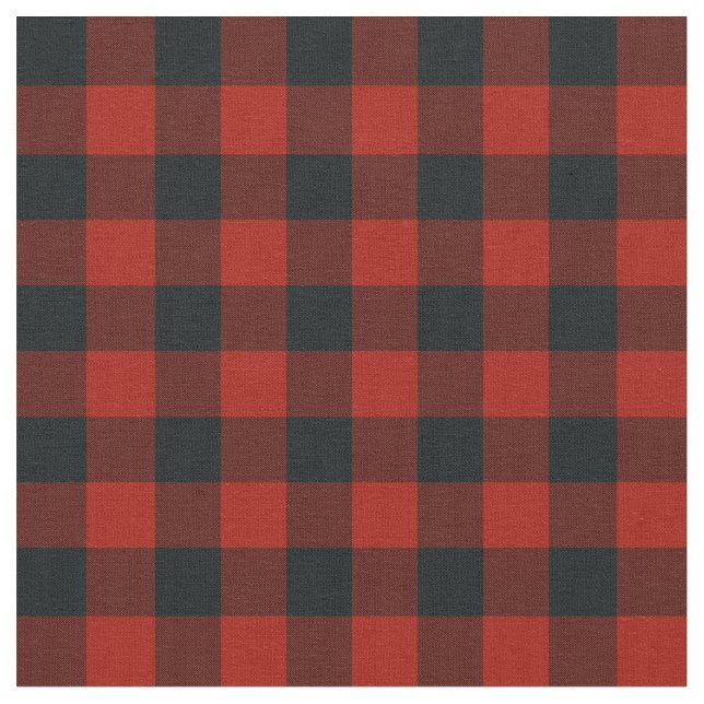 Tecido Preto e Vermelho Xadrez Escocês Rústico (Detalhe)