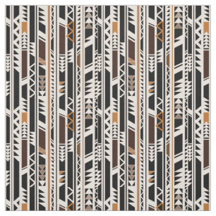 Tecido Preto, teste padrão tribal marrom branco