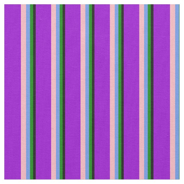 Tecido Preto, Verde, Azul Cornflower, Rosa e Violeta Escu (Detalhe)