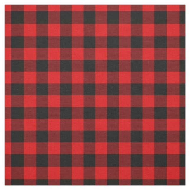 Tecido Preto Vermelho Gingham Verifica Padrões de Tartan (Modelo)