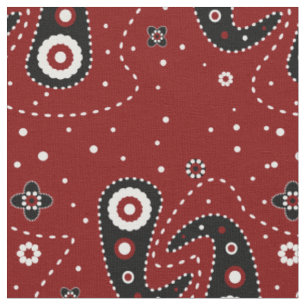 Tecido preto vermelho ocidental de Paisley