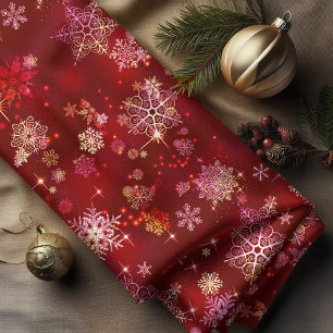 Tecido Prettiest Snowflakes Padrão Red ID846
