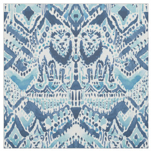 Tecido PRIDE DENTRO Lion Tribal Indigo Aqua Watercolor