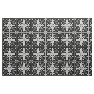 Tecido Primavera Árabe da Vida Floral Cruz Silver Black
