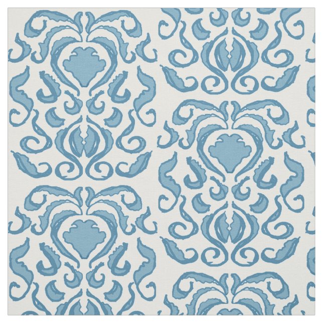tecido primavera azul e branco damask (Modelo)