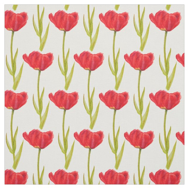 tecido primavera tulip vermelho e verde de aquarel (Modelo)