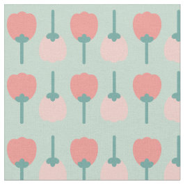 Tecido Primavera Tulipas Flores Padrão Floral em Verde