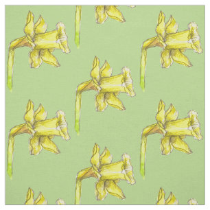 Tecido Primavera Verde de Daffodil Amarelo