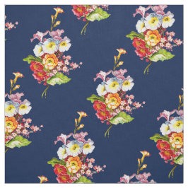 Tecido Primrose Vintage Elegante Marinho Padrão Floral Re