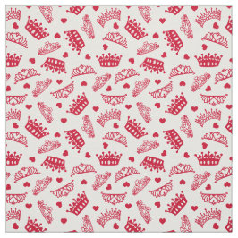 Tecido Princesa Crowns Tiaras e Corações Namorados Vermel