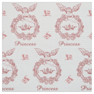 Tecido Princesa gravada vintage Coroa com anjo
