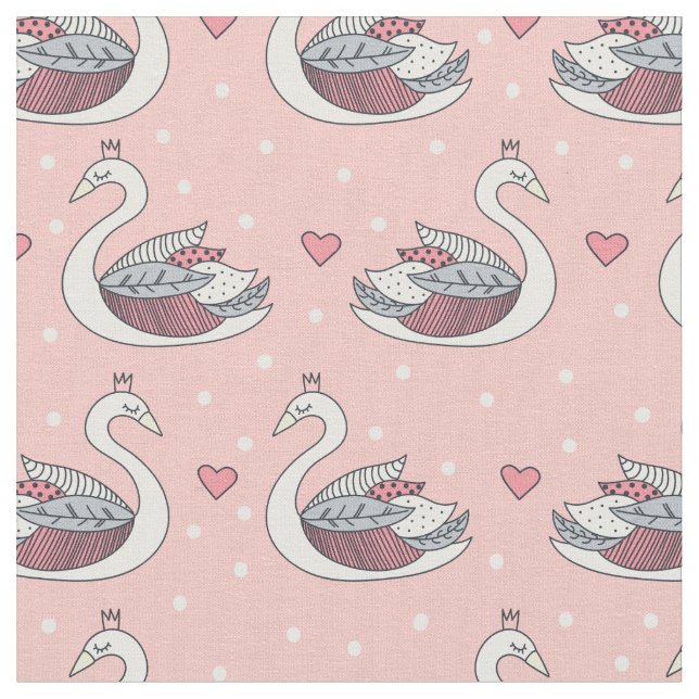 Tecido Princesa Padrões de Cisne Esmaga Pássaros Rosa Men (Detalhe)