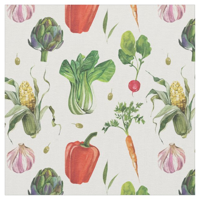 Tecido Produtos Hortícolas Orgânicos Da Aquarela (Detalhe)