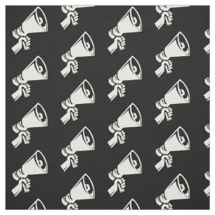 Tecido Protesto contra Megaphone Black White Patterin Res