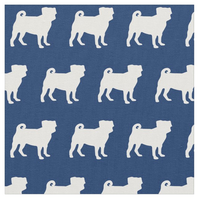 Tecido Pug Dog Silhout Marinho Pet Blue (Detalhe)