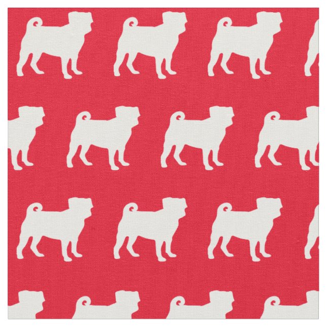 Tecido Pug Dog Silhout Pet Red (Detalhe)