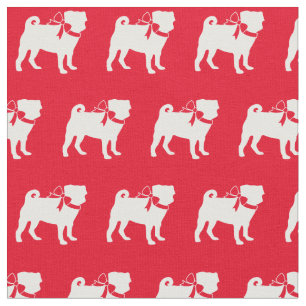 Tecido Pug Dog Silhout Pet Red