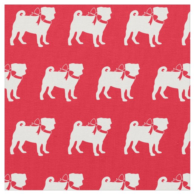 Tecido Pug Dog Silhout Pet Red (Detalhe)
