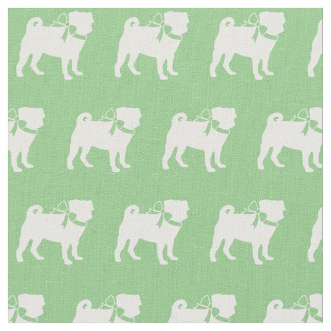 Tecido Pug Dog Silhout Pet Sage Green (Detalhe)