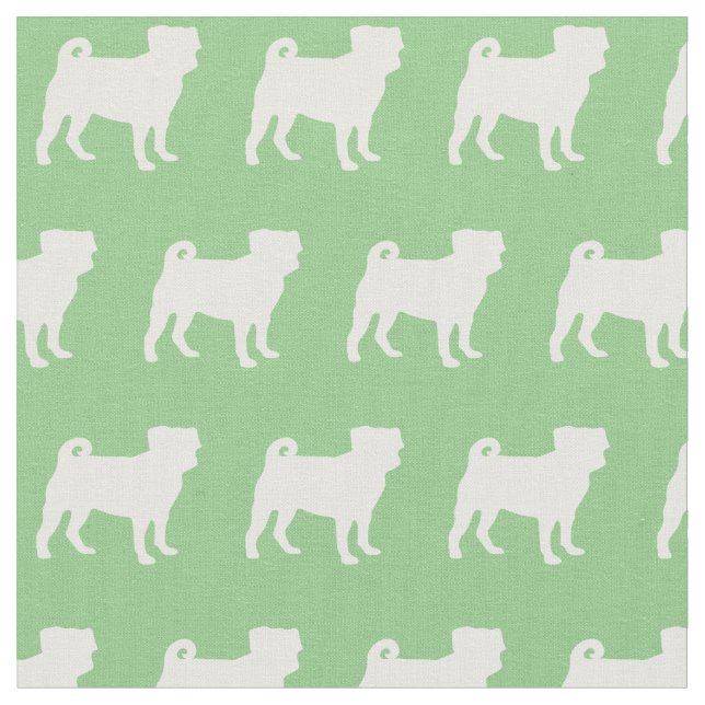 Tecido Pug Dog Silhout Pet Sage Green (Detalhe)