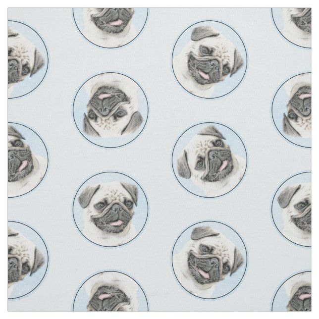 Tecido Pug Pinting Fawn Silver Cueca Original Pet Dog Art (Modelo)