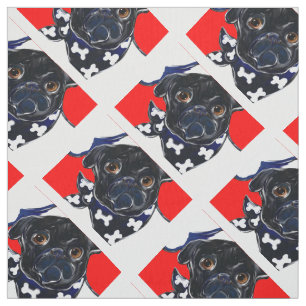 Tecido Pug Preto