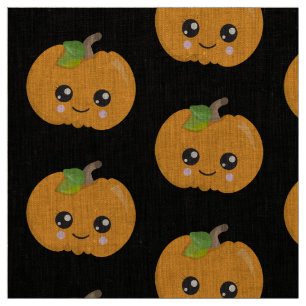 Tecido Pumpkin Bonito Rosto de Halloween Preto